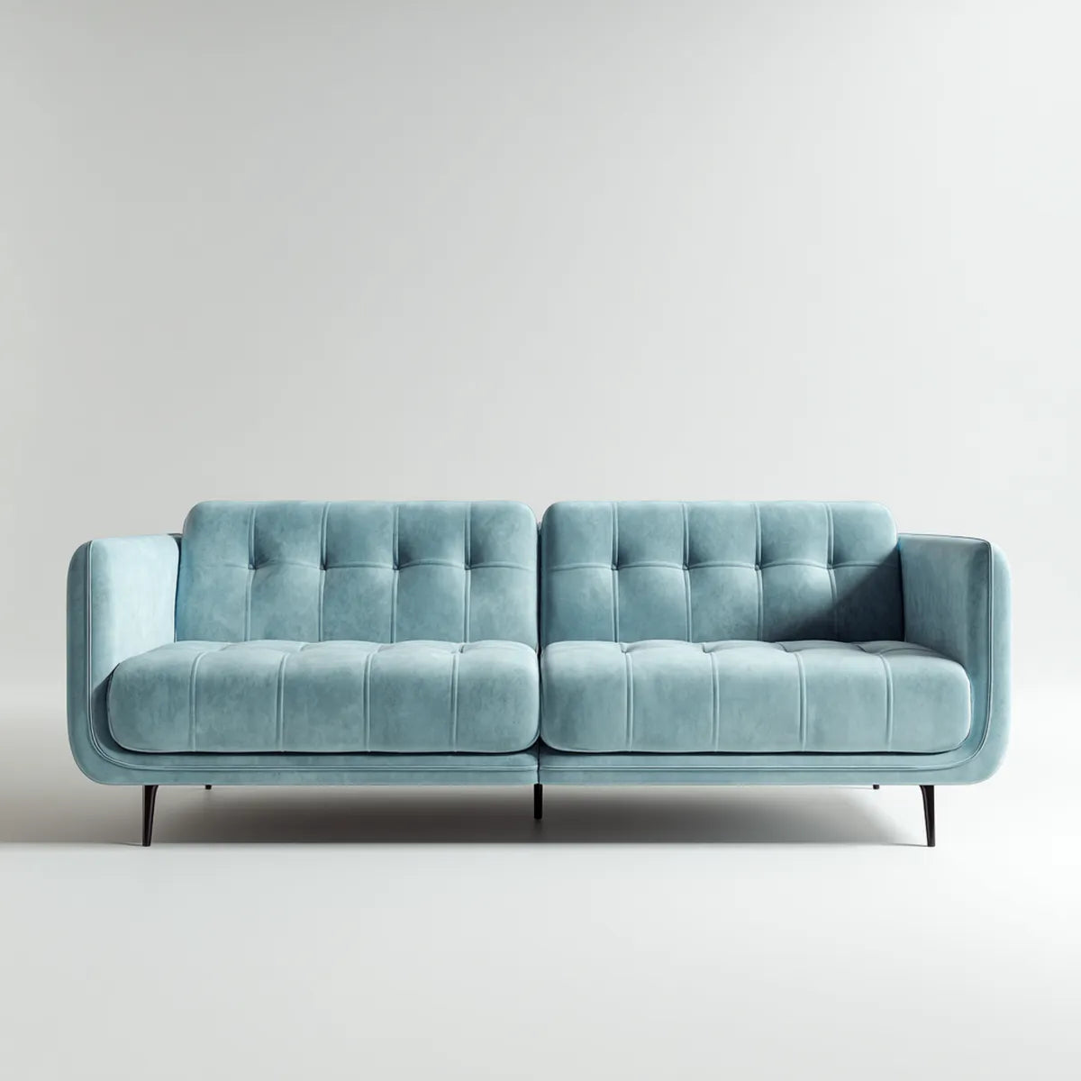 Canapé 2 places bleu clair 180 x 85 x 82 cm en velours polyester forme droite