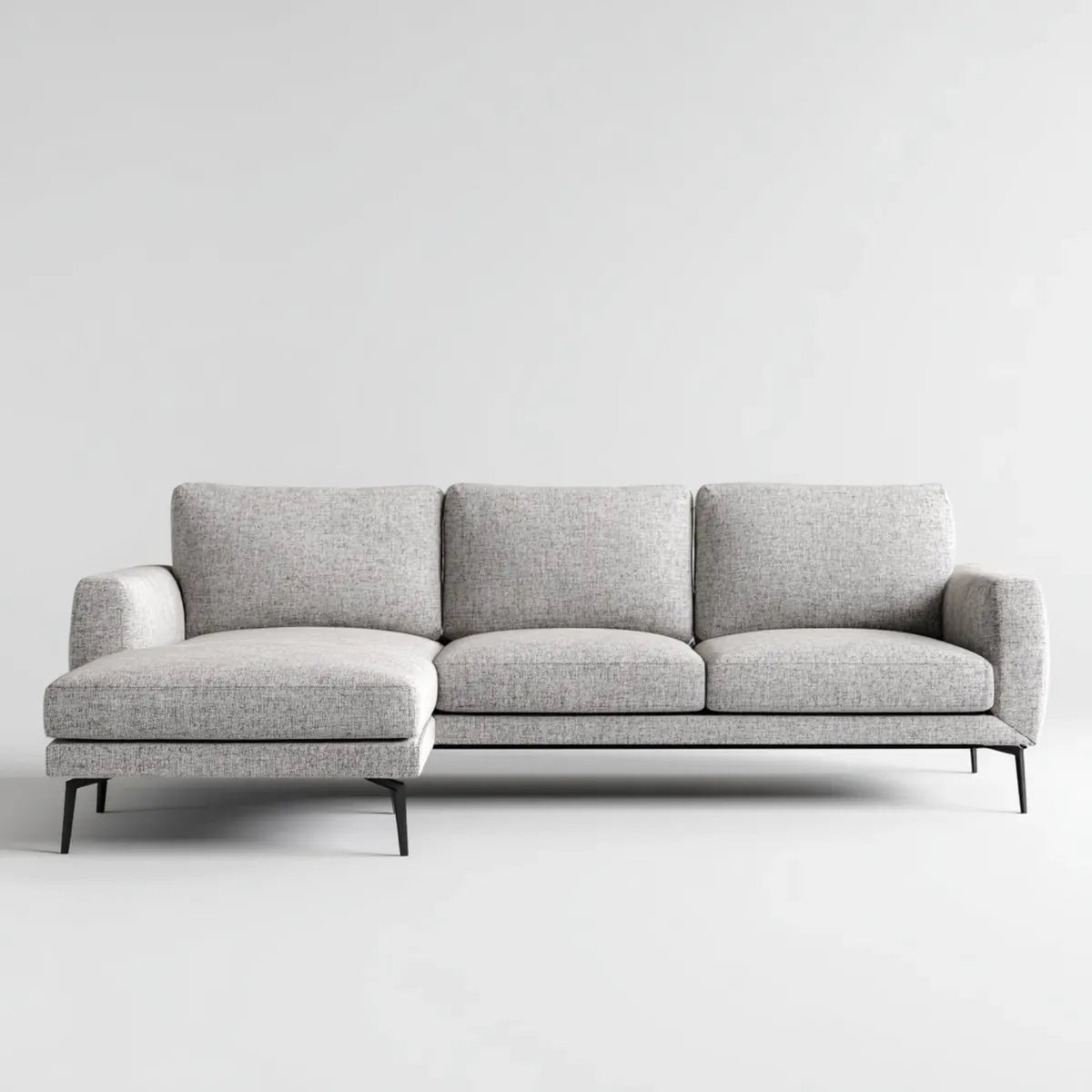 Canapé d'angle gauche 3 places gris clair 250 x 155 x 84 cm polyester forme L