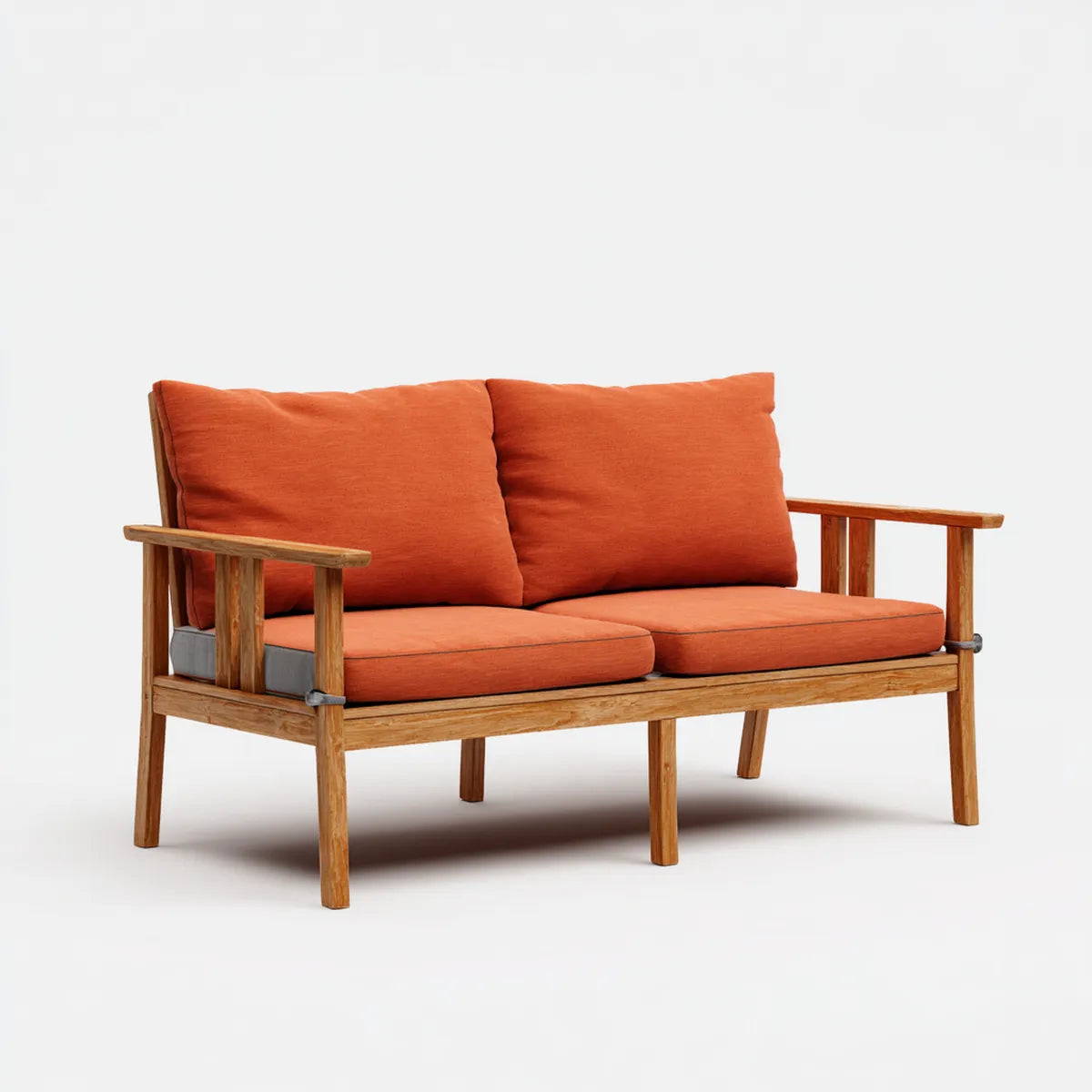 Canapé de jardin 2 places droit orange en bois massif 130 x 75 x 75 cm