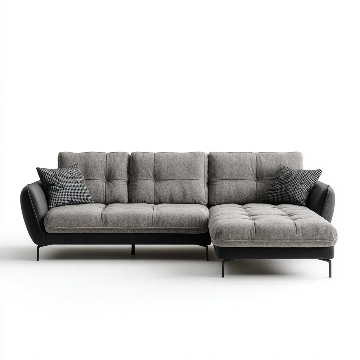 Canapé d'angle 3 places avec méridienne droite gris anthracite en polyester 280 x 165 x 88 cm