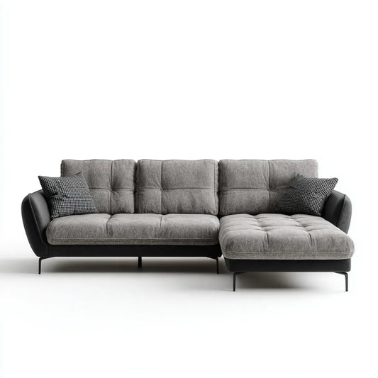 Canapé d'angle 3 places avec méridienne droite gris anthracite en polyester 280 x 165 x 88 cm