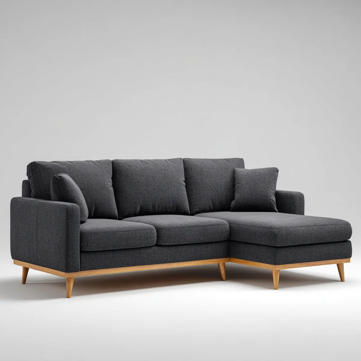 Canapé d'angle 3 places gris anthracite en polyester forme L 230 x 150 x 85 cm