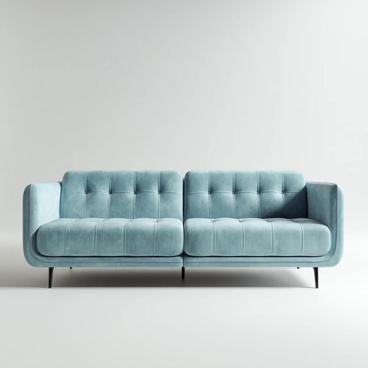 Canapé 2 places bleu clair 180 x 85 x 82 cm en velours polyester forme droite