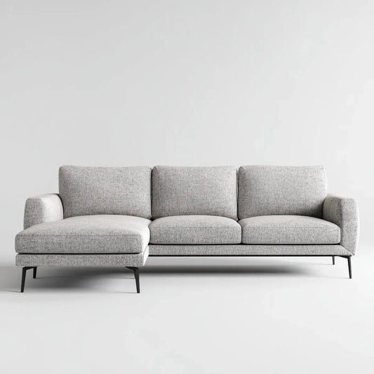 Canapé d'angle gauche 3 places gris clair 250 x 155 x 84 cm polyester forme L