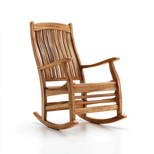 Fauteuil à bascule de jardin à dossier haut marron naturel en bois massif d'acacia 69 x 100 x 115 cm